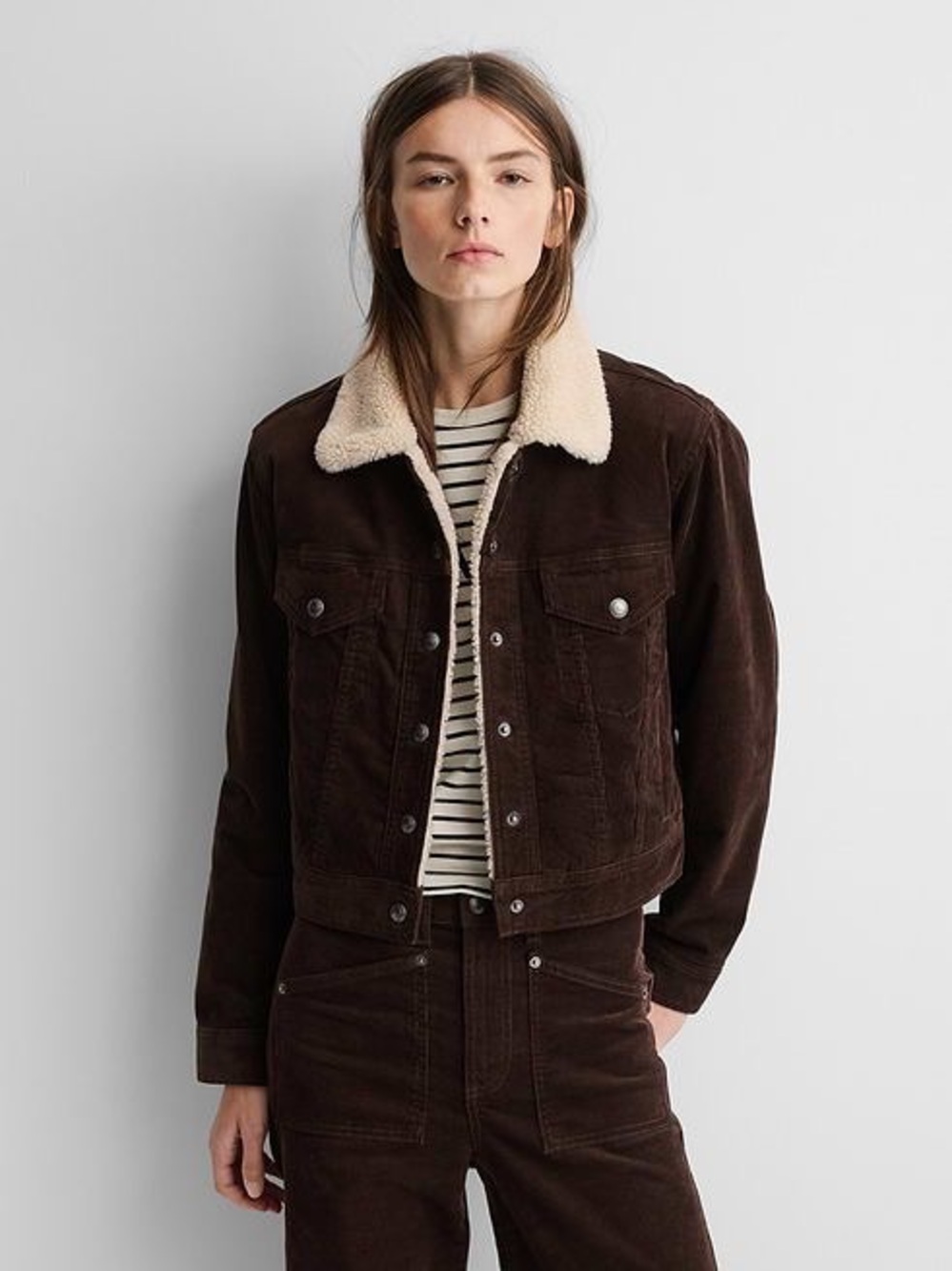 Gap x A.P.C. Icon Corduroy Crop Jacket M Woodsy Brown NWT